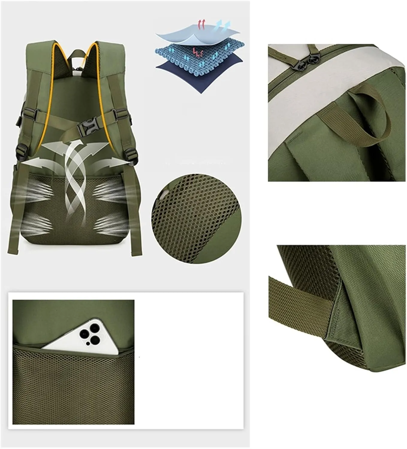 Ultralight Camping Backpack Outdoor Sports Bags Mountain Pocket Hiking Rucksack Daypack Traveling Cotton Canvas Bag(Army green)