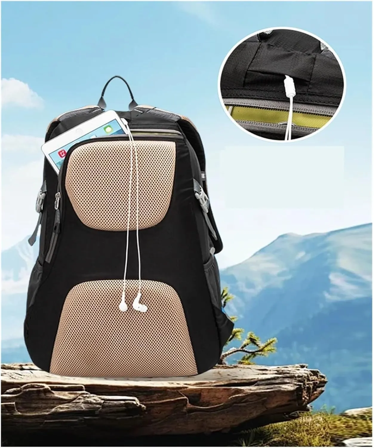 Ultralight Camping Backpack Outdoor Sports Bags Mountain Pocket Hiking Rucksack Daypack Traveling Cotton Canvas Bag(L - Blue)