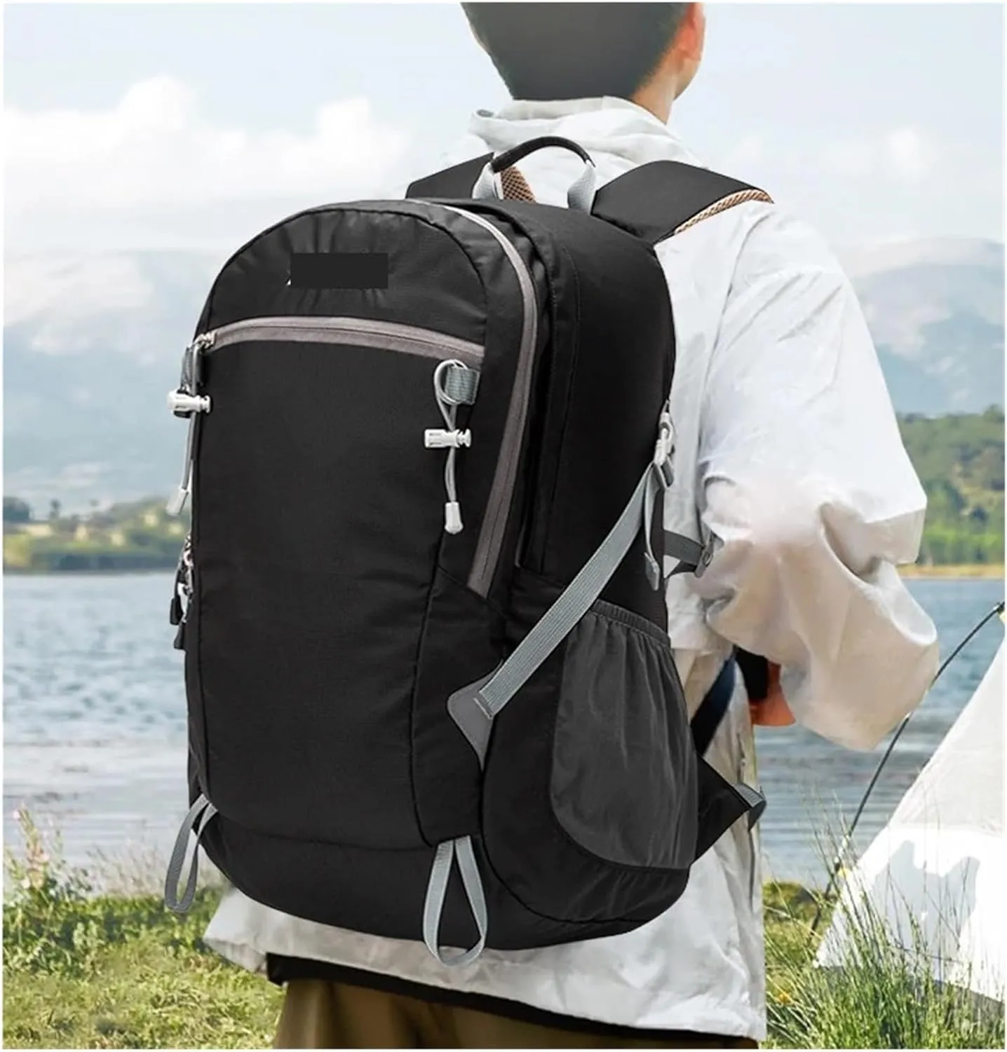Ultralight Camping Backpack Outdoor Sports Bags Mountain Pocket Hiking Rucksack Daypack Traveling Cotton Canvas Bag(L - Blue)
