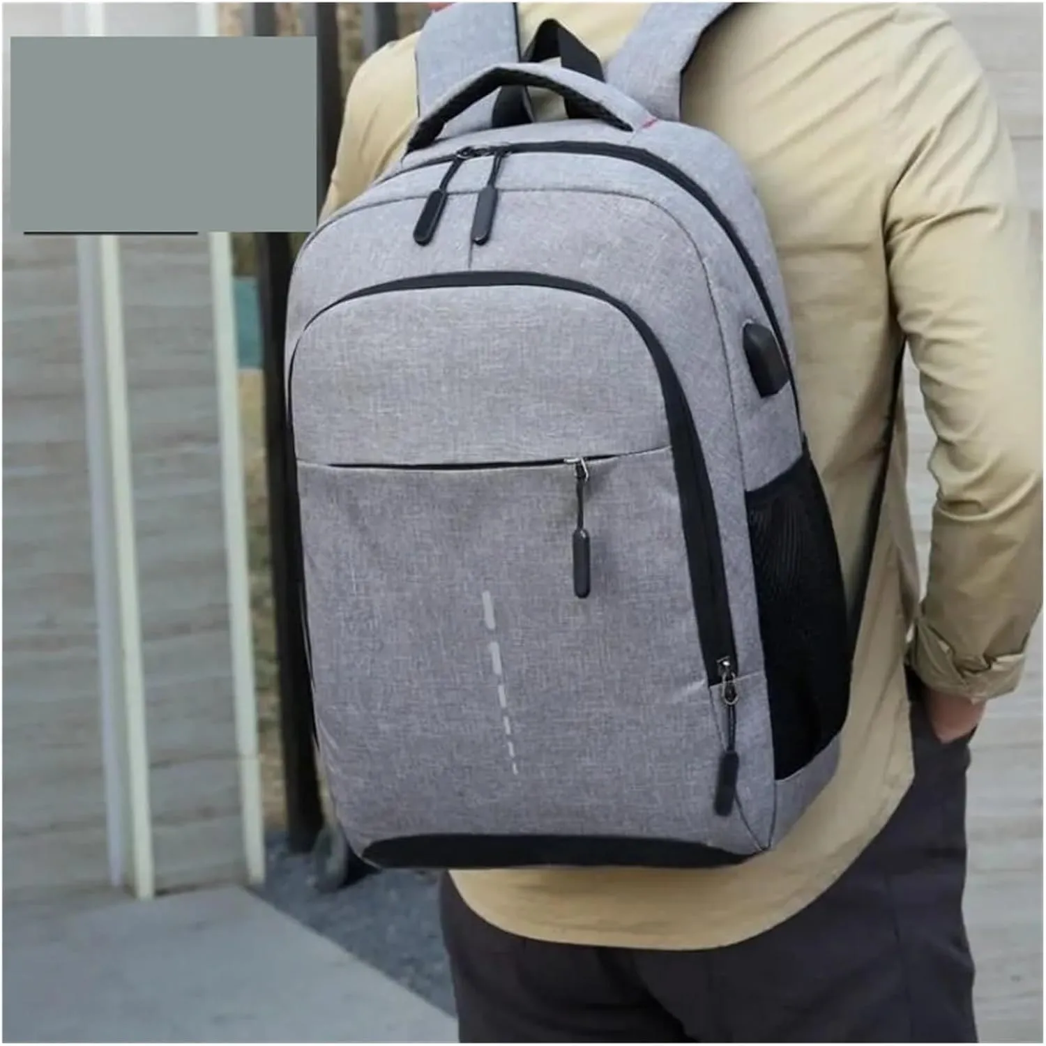 Ultralight Camping Backpack Outdoor Sports Bags Mountain Pocket Hiking Rucksack Daypack Traveling Cotton Canvas Bag(Light Gray)