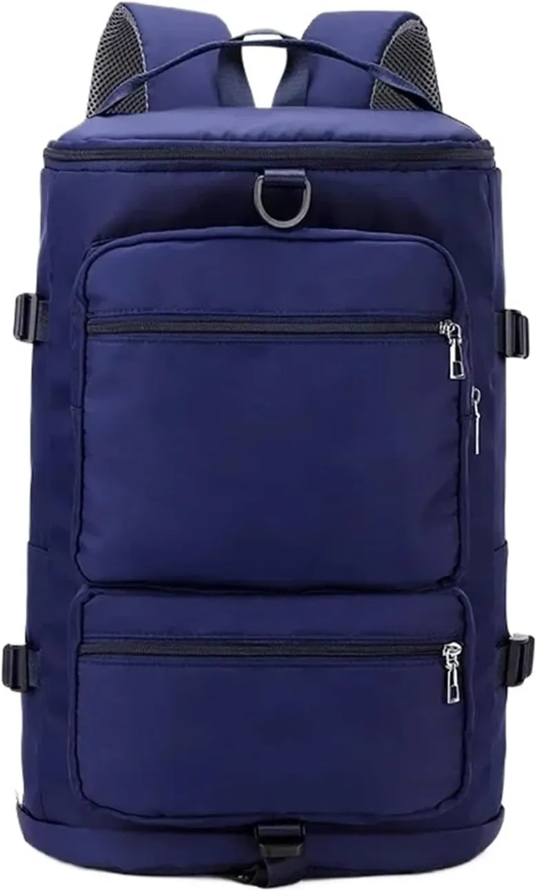 Ultralight Camping Backpack Outdoor Sports Bags Mountain Pocket Hiking Rucksack Daypack Traveling Cotton Canvas Bag(NavyBlue)