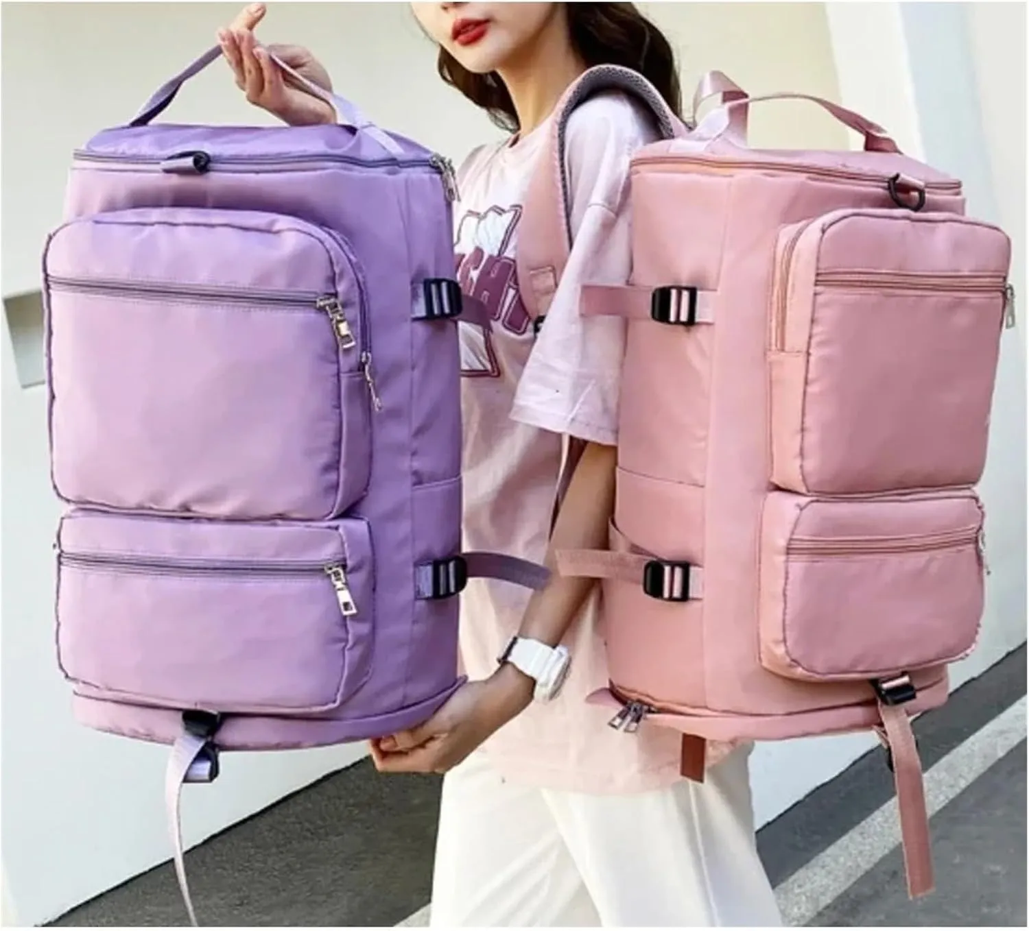 Ultralight Camping Backpack Outdoor Sports Bags Mountain Pocket Hiking Rucksack Daypack Traveling Cotton Canvas Bag(NavyBlue)