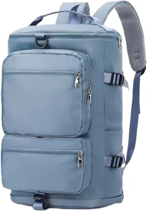 Ultralight Camping Backpack Outdoor Sports Bags Mountain Pocket Hiking Rucksack Daypack Traveling Cotton Canvas Bag(SkyBlue)