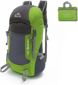 Ultralight Durable 35L Foldable Hiking Daypacks Water-Resistant Lightweight Travel Backpack Green