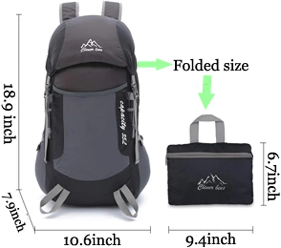 Ultralight Durable 35L Foldable Hiking Daypacks Water-Resistant Lightweight Travel Backpack Green