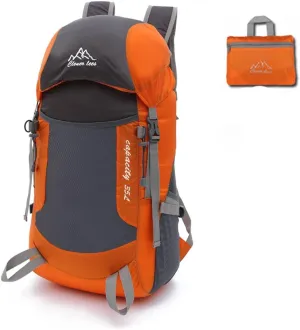 Ultralight Durable 35L Foldable Hiking Daypacks Water-Resistant Lightweight Travel Backpack Orange