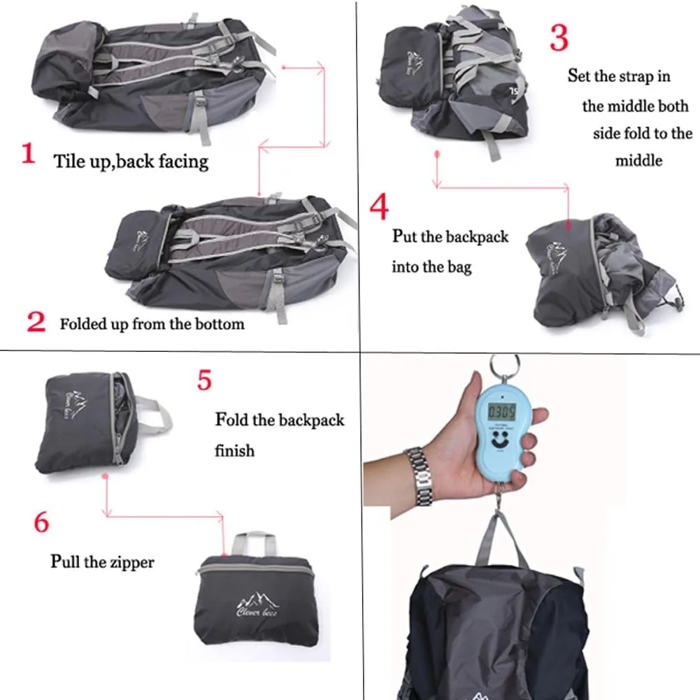 Ultralight Durable 35L Foldable Hiking Daypacks Water-Resistant Lightweight Travel Backpack Orange