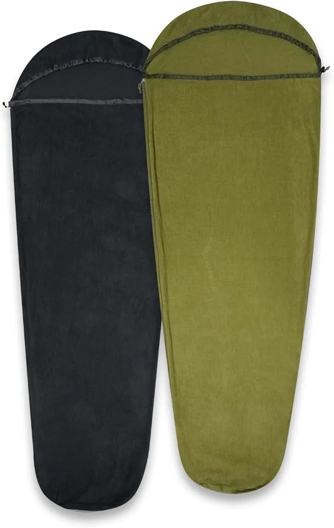 Ultralight Fleece Sleeping Bag Liner,Mummy Sleeping Bag Liner with Hood and Stuff Sack Suit for Camping,Travelling and Hiking in All Seasons
