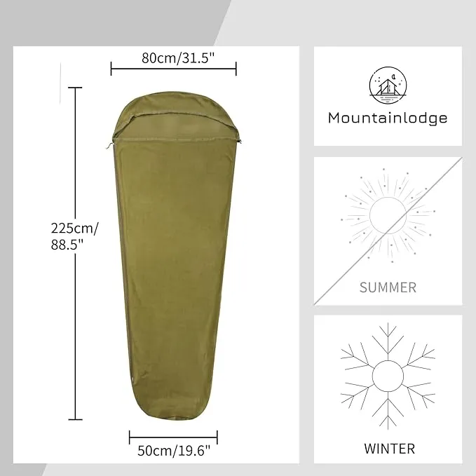 Ultralight Fleece Sleeping Bag Liner,Mummy Sleeping Bag Liner with Hood and Stuff Sack Suit for Camping,Travelling and Hiking in All Seasons