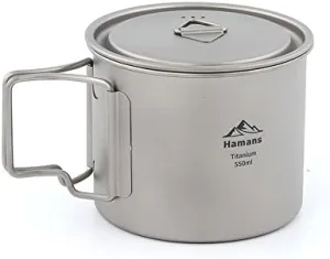 Ultralight Portable Titanium Pot 550ml Coffee Cup Camping Mug