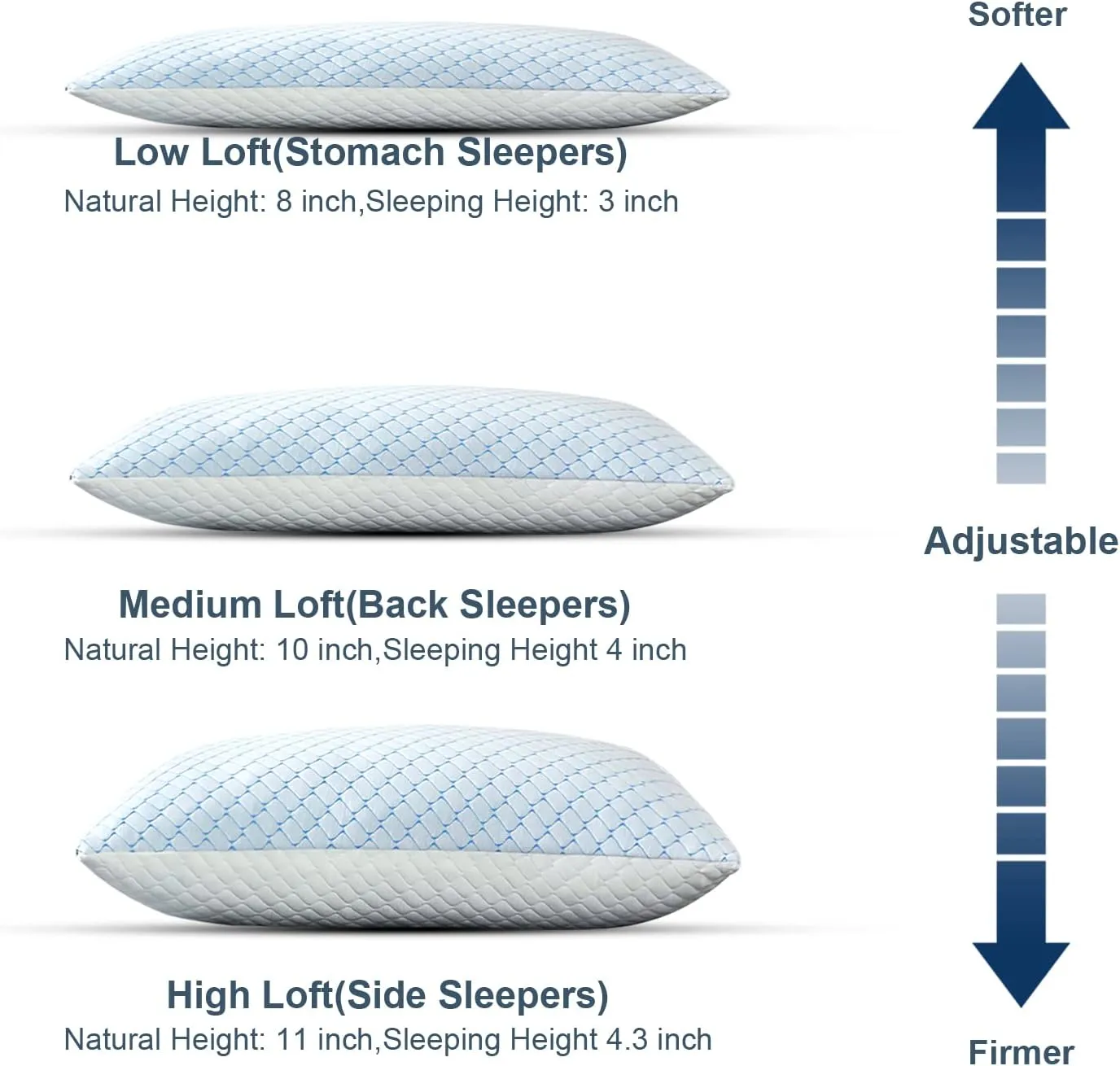 Uniqwamer Cooling Bed Pillows for Sleeping 2 Pack Shredded Memory Foam Adjustable Pillows Standard Size Set of 2 for Side Back Sleepers - Luxury Extra Comfy Gel Pillows with Washable Removable Cover