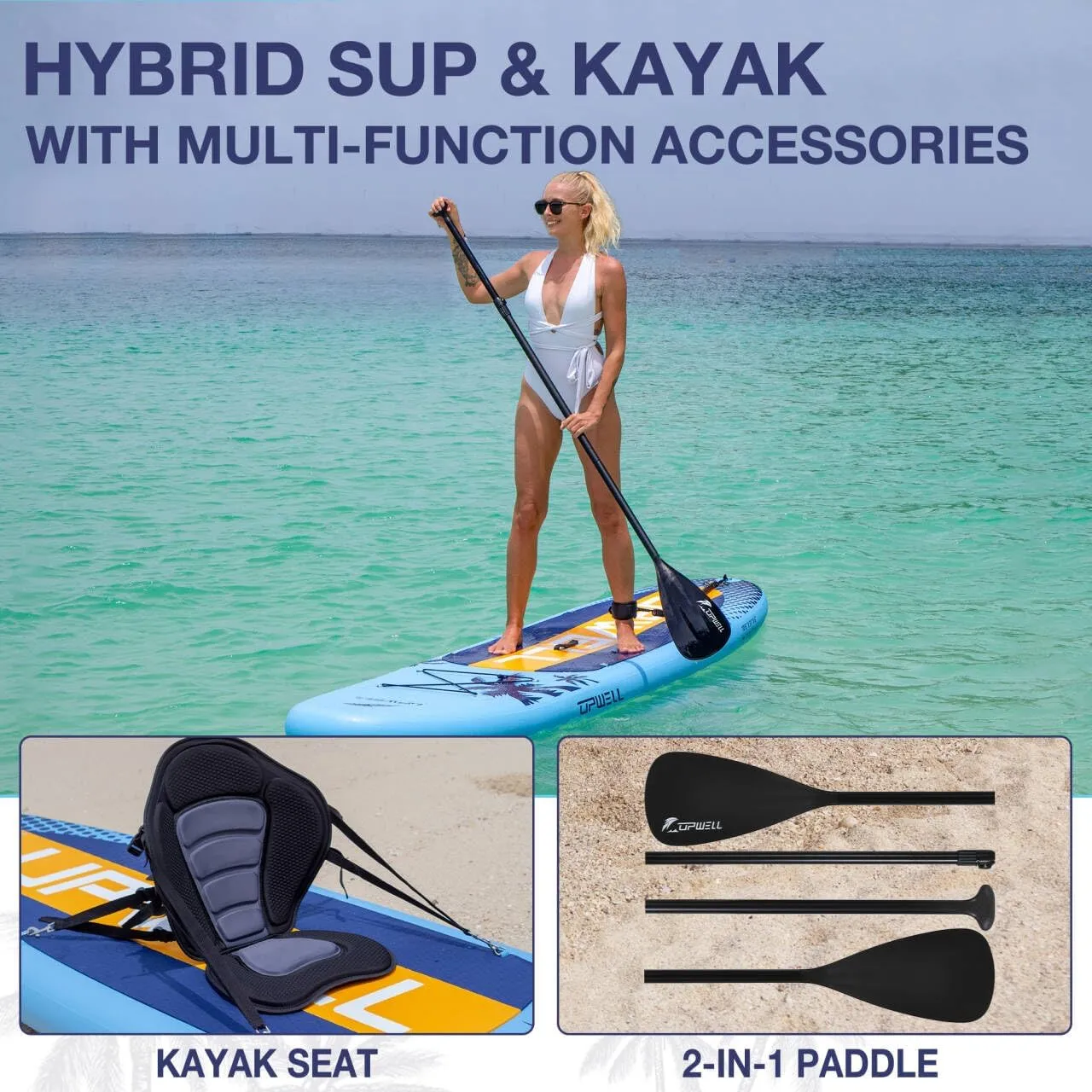 UPWELL 10’2”/10'6”/11'Stand Up Paddle Board for Youth & Adults, Inflatable Paddle Board with Stable Design, Premium SUP Accessories, Backpack, Paddle, Leash, Pump, Fins