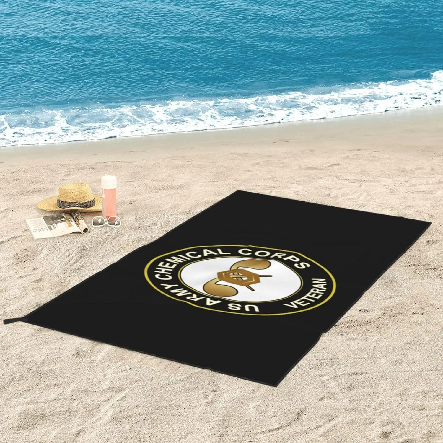 Us Army Chemical Corps Vetera Beach Towel & Bath Towel - Quick Dry, Extra Large, Lightweight, Sand Free - Highly Absorbent Microfiber Towels for Pool, Swimming, Gym, Travel