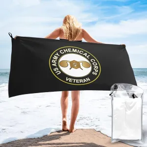 Us Army Chemical Corps Vetera Beach Towel & Bath Towel - Quick Dry, Extra Large, Lightweight, Sand Free - Highly Absorbent Microfiber Towels for Pool, Swimming, Gym, Travel