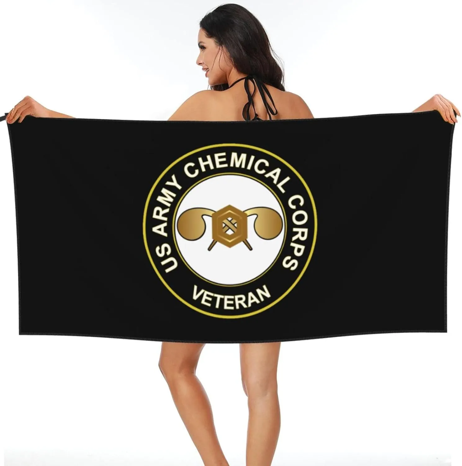 Us Army Chemical Corps Vetera Beach Towel & Bath Towel - Quick Dry, Extra Large, Lightweight, Sand Free - Highly Absorbent Microfiber Towels for Pool, Swimming, Gym, Travel