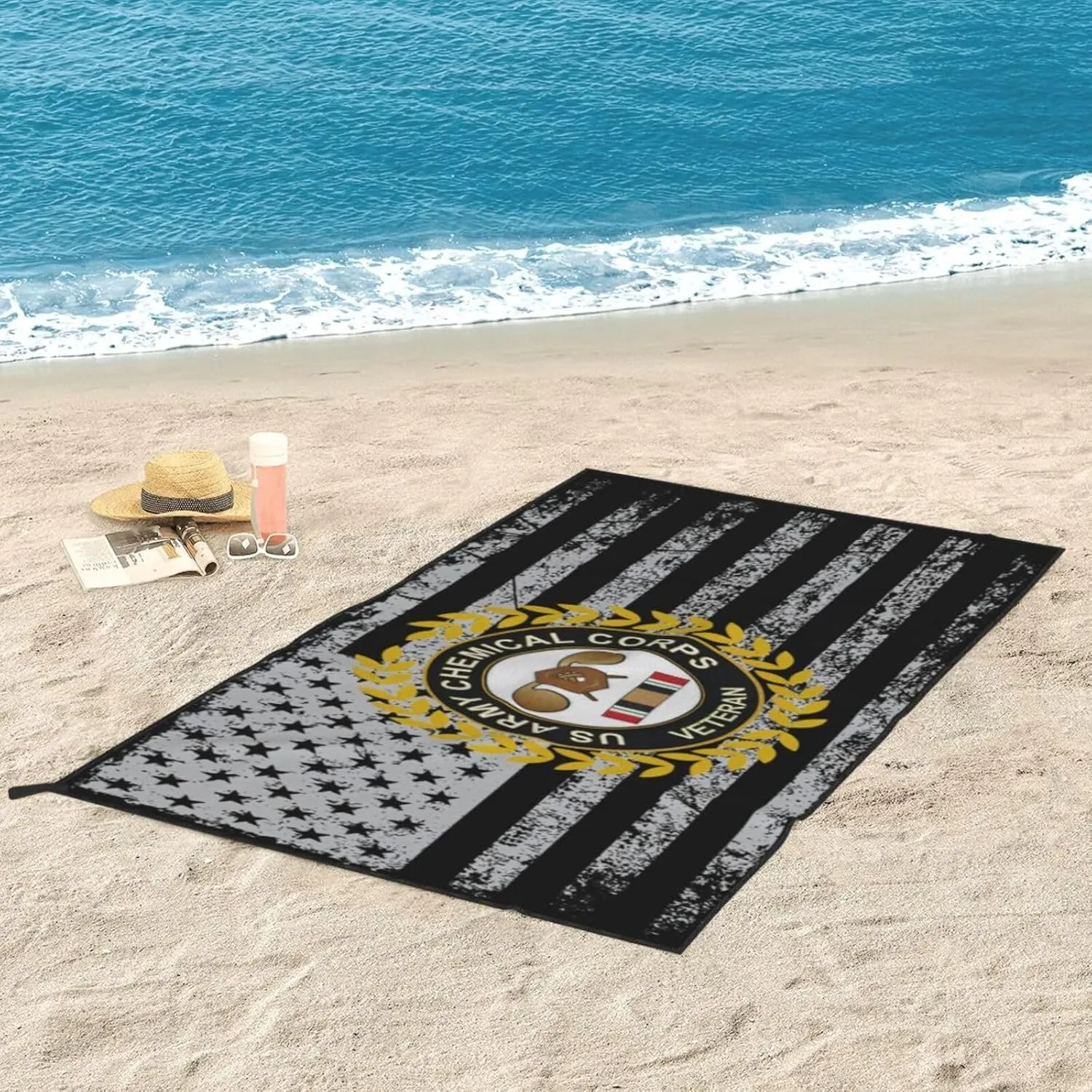 US Army Veteran Chemical Corps Beach Towel & Bath Towel - Quick Dry, Extra Large, Lightweight, Sand Free - Highly Absorbent Microfiber Towels for Pool, Swimming, Gym, Travel