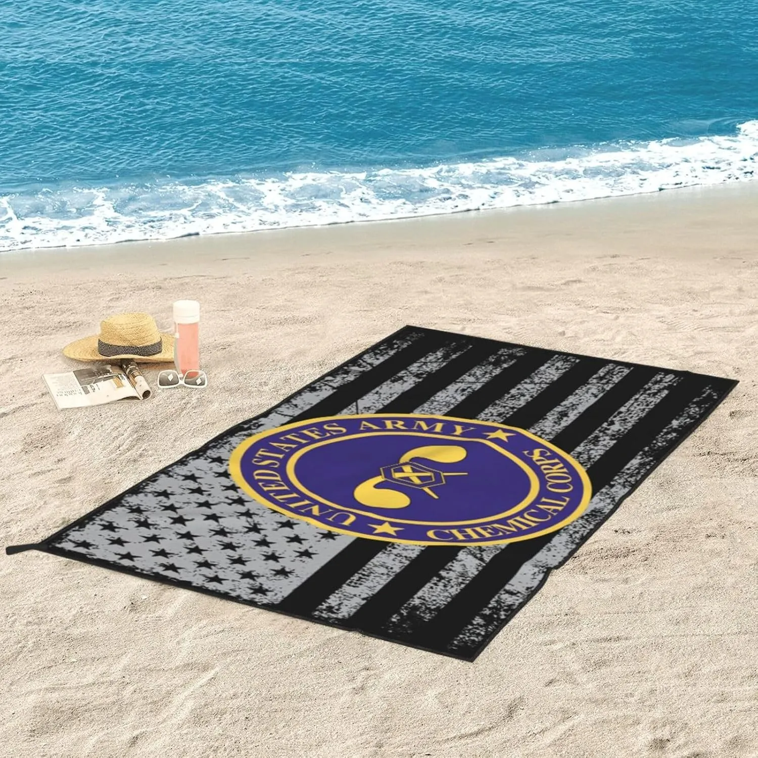 US Army Veteran Chemical Corps Beach Towel & Bath Towel - Quick Dry, Extra Large, Lightweight, Sand Free - Highly Absorbent Microfiber Towels for Pool, Swimming, Gym, Travel