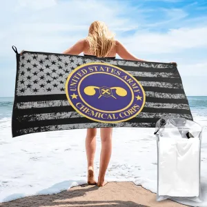 US Army Veteran Chemical Corps Beach Towel & Bath Towel - Quick Dry, Extra Large, Lightweight, Sand Free - Highly Absorbent Microfiber Towels for Pool, Swimming, Gym, Travel
