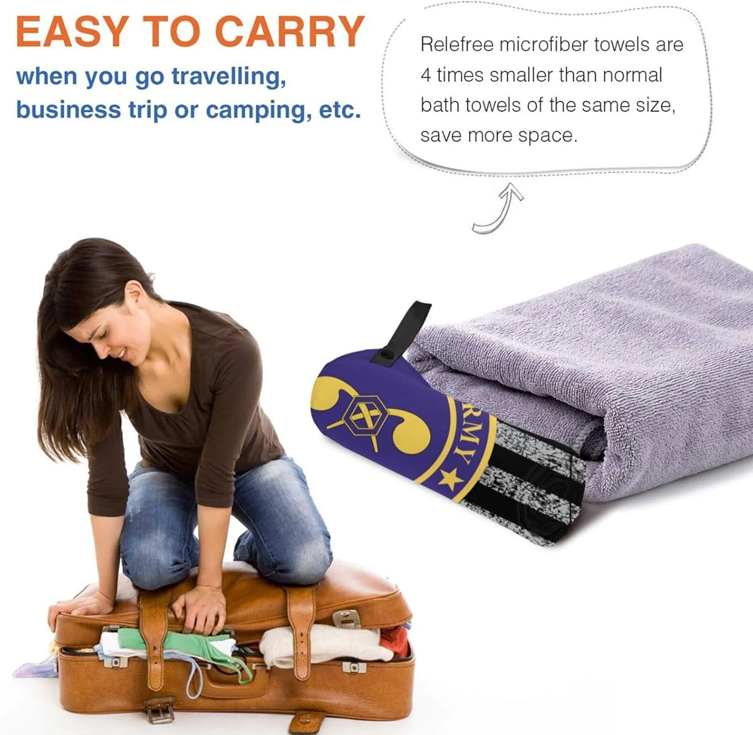 US Army Veteran Chemical Corps Beach Towel & Bath Towel - Quick Dry, Extra Large, Lightweight, Sand Free - Highly Absorbent Microfiber Towels for Pool, Swimming, Gym, Travel