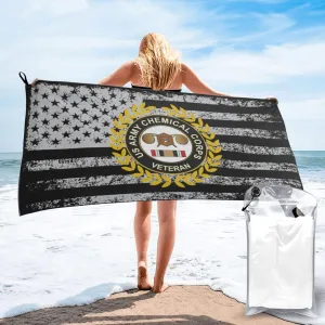 US Army Veteran Chemical Corps Beach Towel & Bath Towel - Quick Dry, Extra Large, Lightweight, Sand Free - Highly Absorbent Microfiber Towels for Pool, Swimming, Gym, Travel