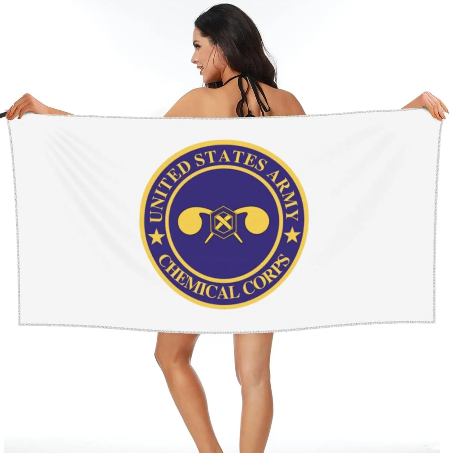 US Army Veteran Chemical Corps Beach Towel & Bath Towel - Quick Dry, Extra Large, Lightweight, Sand Free - Highly Absorbent Microfiber Towels for Pool, Swimming, Gym, Travel