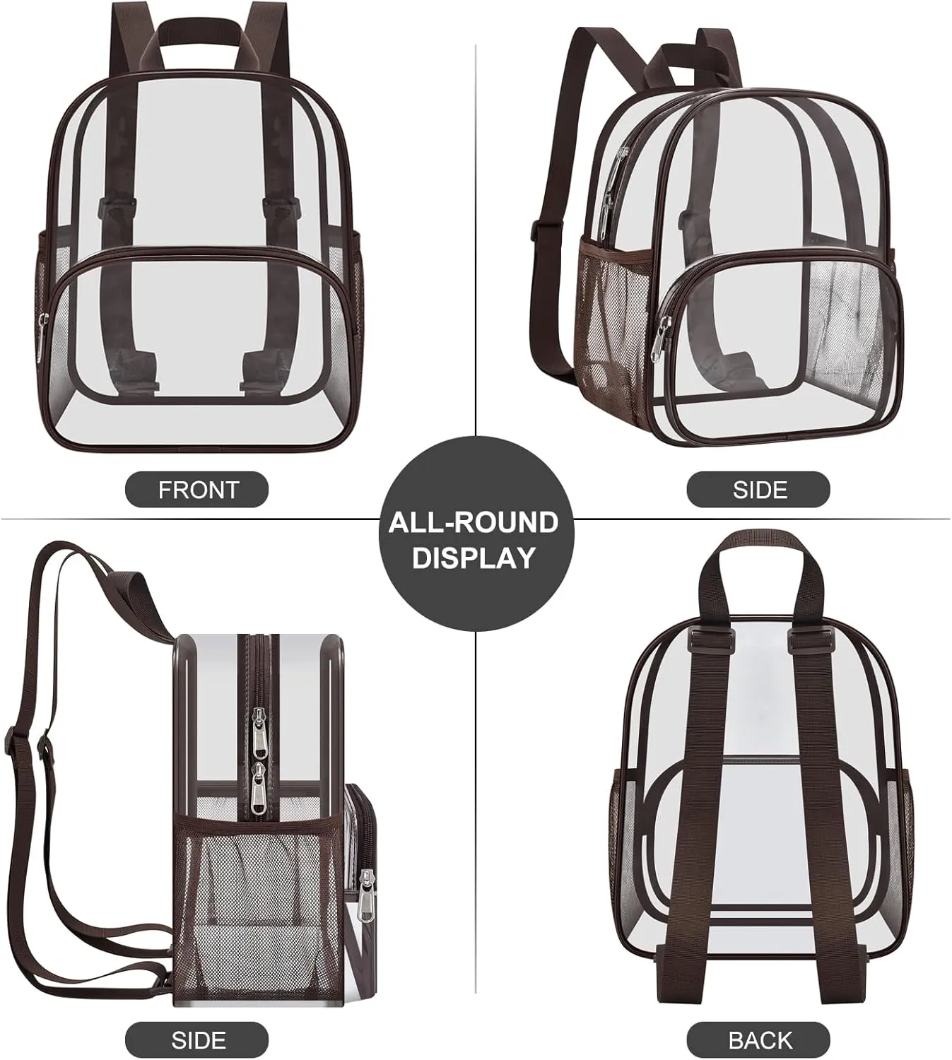 USPECLARE Clear Backpack for Stadium Events Small Clear Backpack 11.5x9.5x6 for Concert Sport Events Work Travel