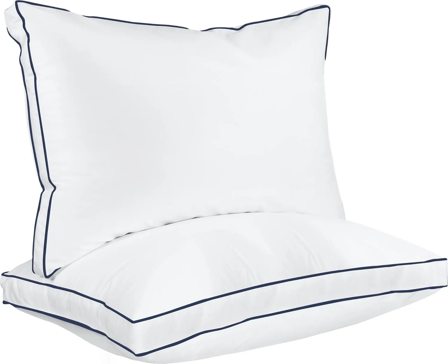 Utopia Bedding Bed Pillows for Sleeping Queen Size (Navy/White), Set of 2, Cooling Hotel Quality, Gusseted Pillow for Back, Stomach or Side Sleepers
