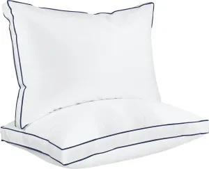 Utopia Bedding Bed Pillows for Sleeping Queen Size (Navy/White), Set of 2, Cooling Hotel Quality, Gusseted Pillow for Back, Stomach or Side Sleepers