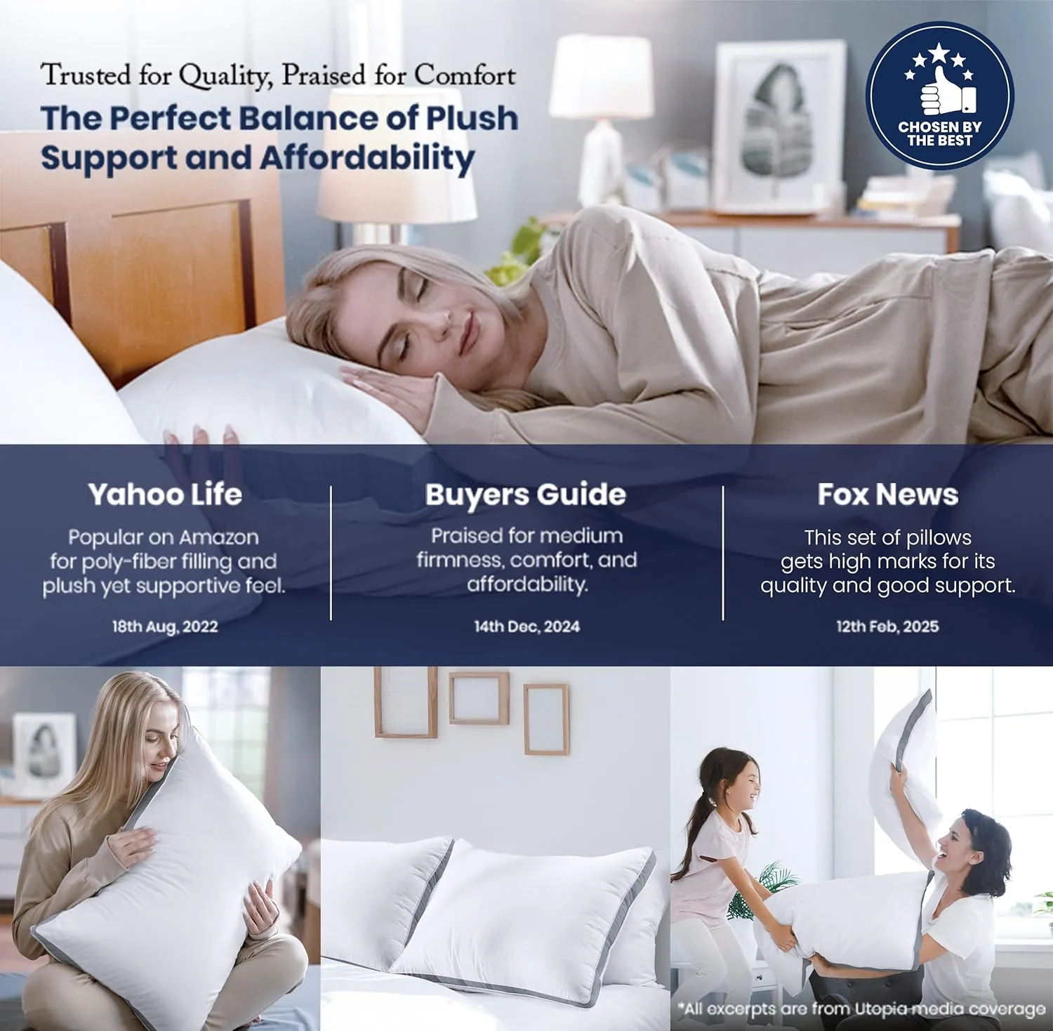 Utopia Bedding Bed Pillows for Sleeping Standard Size (Grey), Set of 2, Cooling Hotel Quality, Gusseted Pillow for Back, Stomach or Side Sleepers