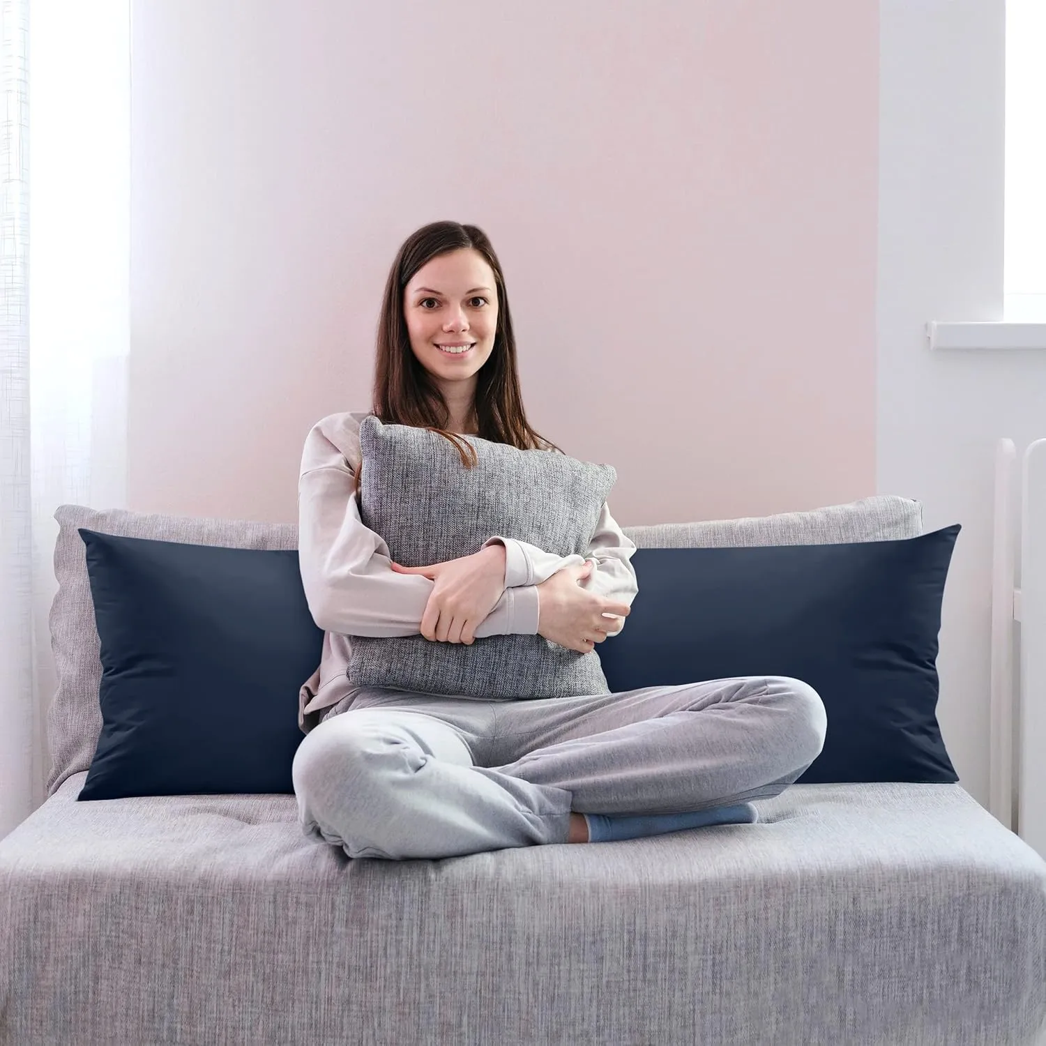 Utopia Bedding Full Body Pillow for Adults (Navy, 20 x 54 Inch), Long Pillow Insert for Sleeping, Ideal for Side Sleepers