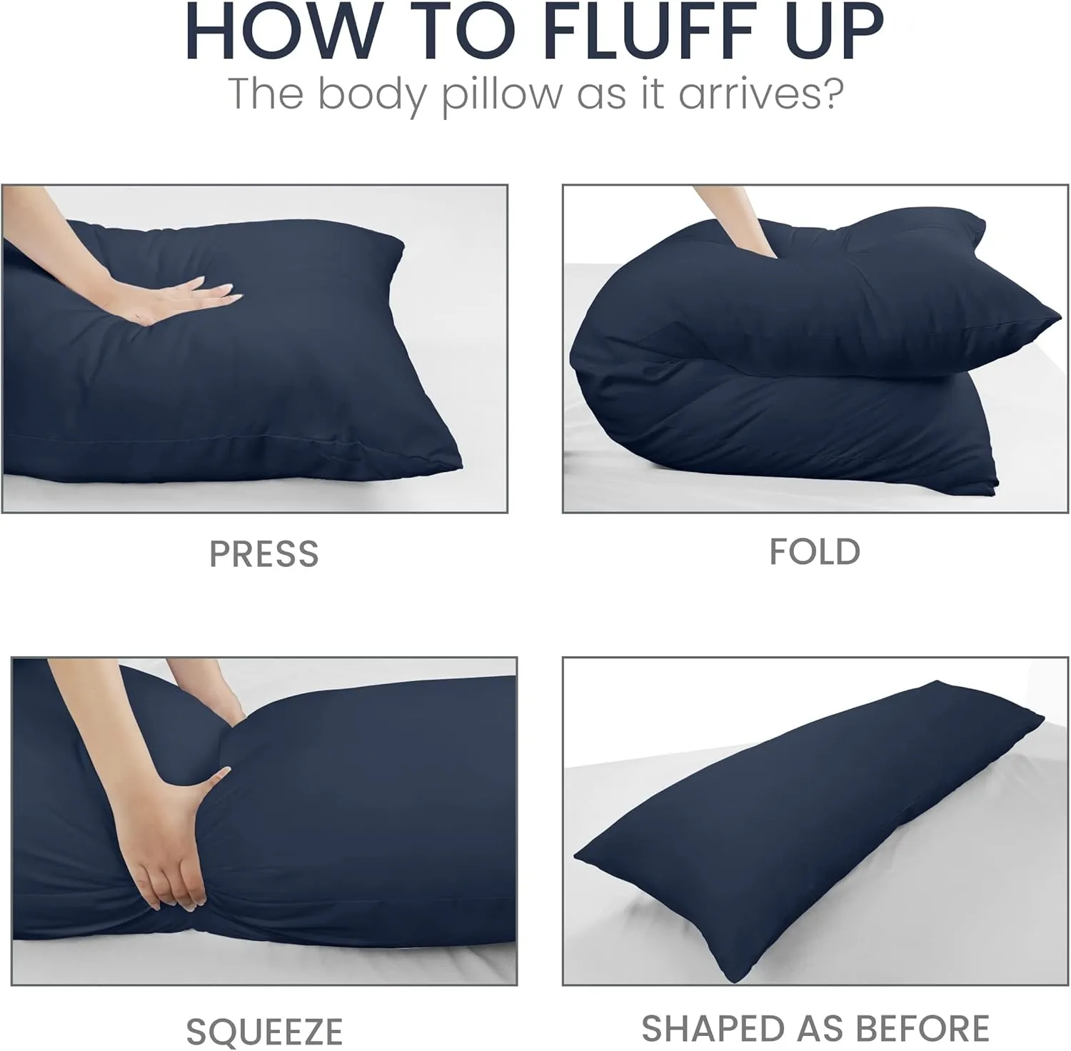Utopia Bedding Full Body Pillow for Adults (Navy, 20 x 54 Inch), Long Pillow Insert for Sleeping, Ideal for Side Sleepers