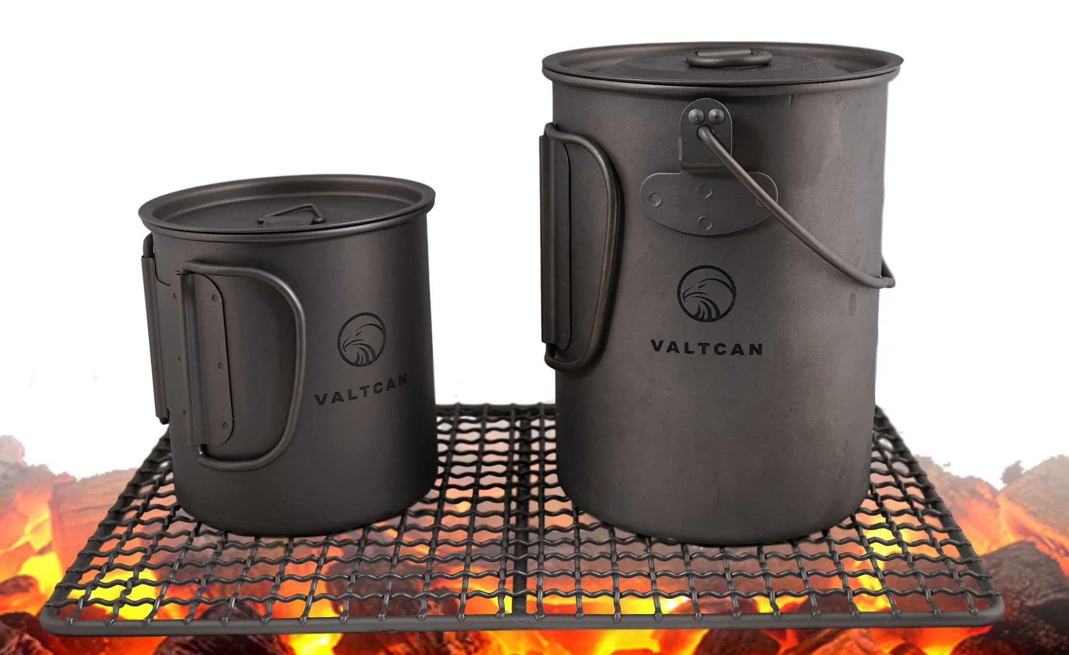 Valtcan TitanCore Titanium 900ml Pot Mug 34 fl oz Coffe Cup with Lid and Carrying Mesh Bag 134g