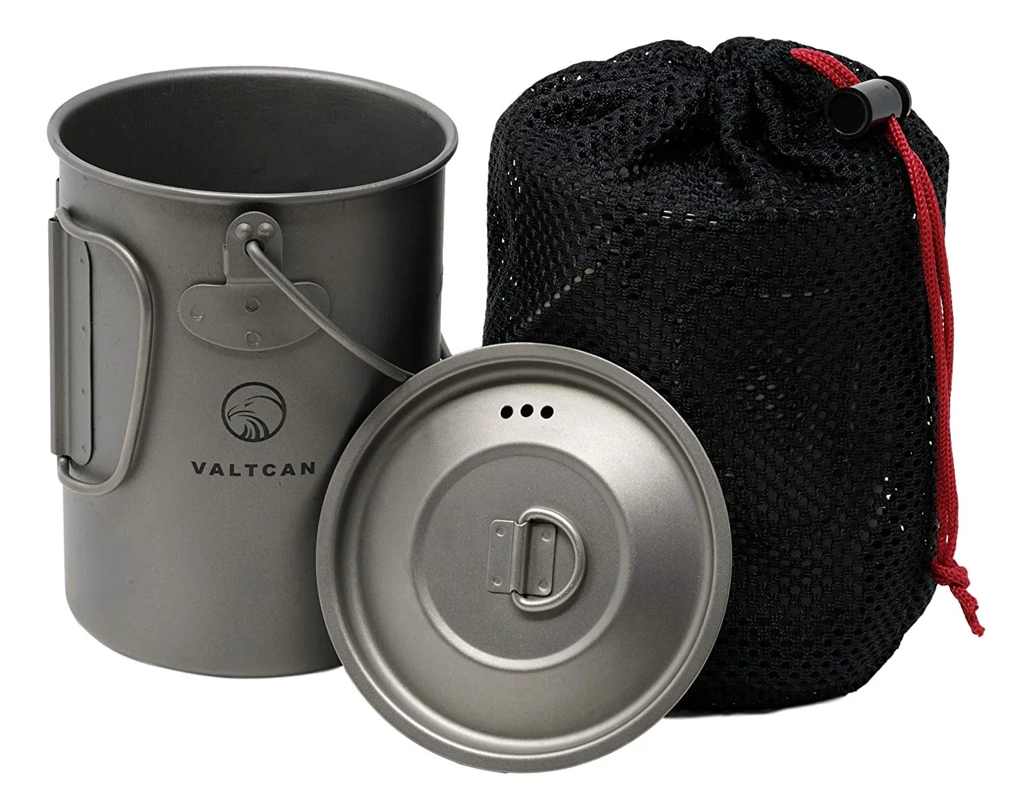 Valtcan TitanCore Titanium 900ml Pot Mug 34 fl oz Coffe Cup with Lid and Carrying Mesh Bag 134g