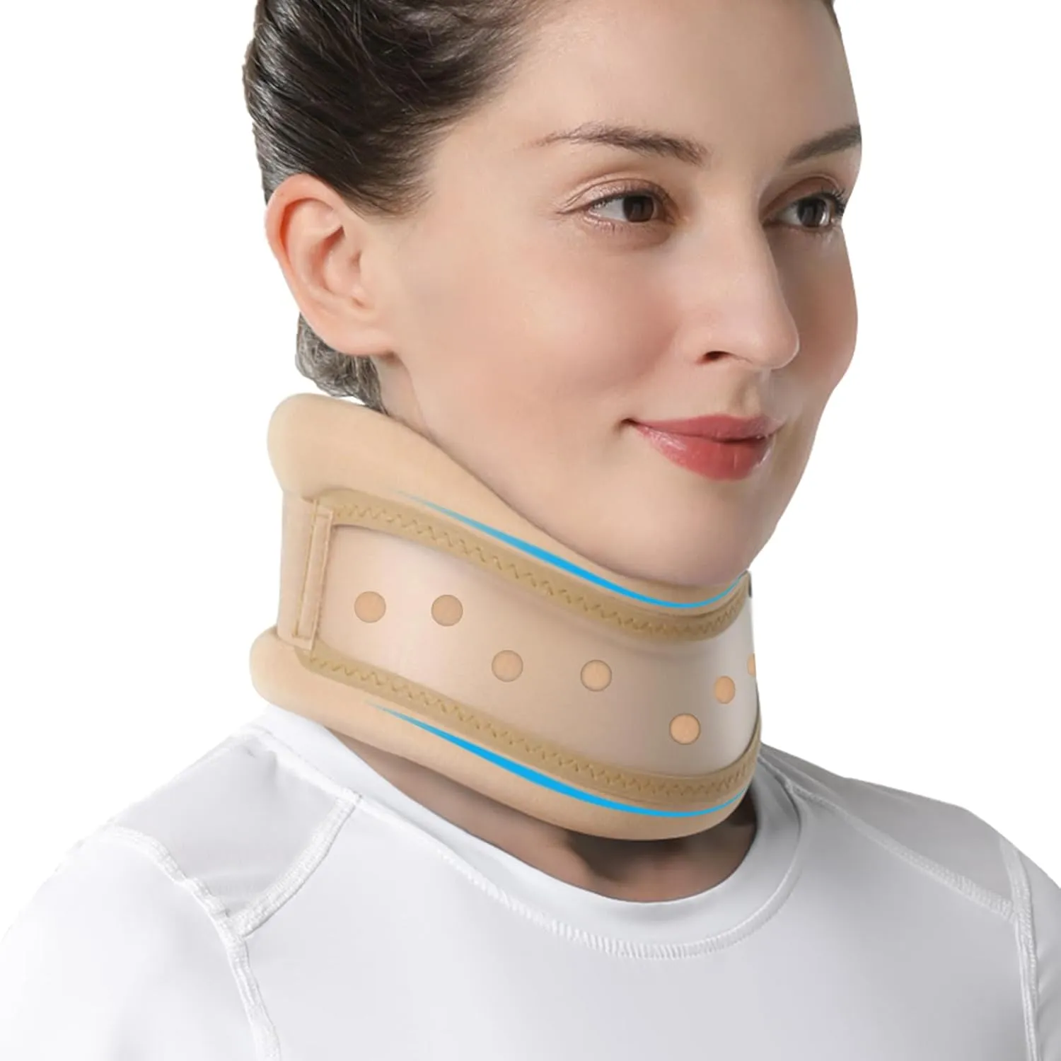 Velpeau Neck Brace for Neck Pain and Support -Soft Cervical Collar for Sleeping, Snoozing, Sleeping Upright, Anti-Snoring, Sleep Apnea for Women & Men (Khaki, Dual-purpose Version, XL: 16.5-18.7"/4")