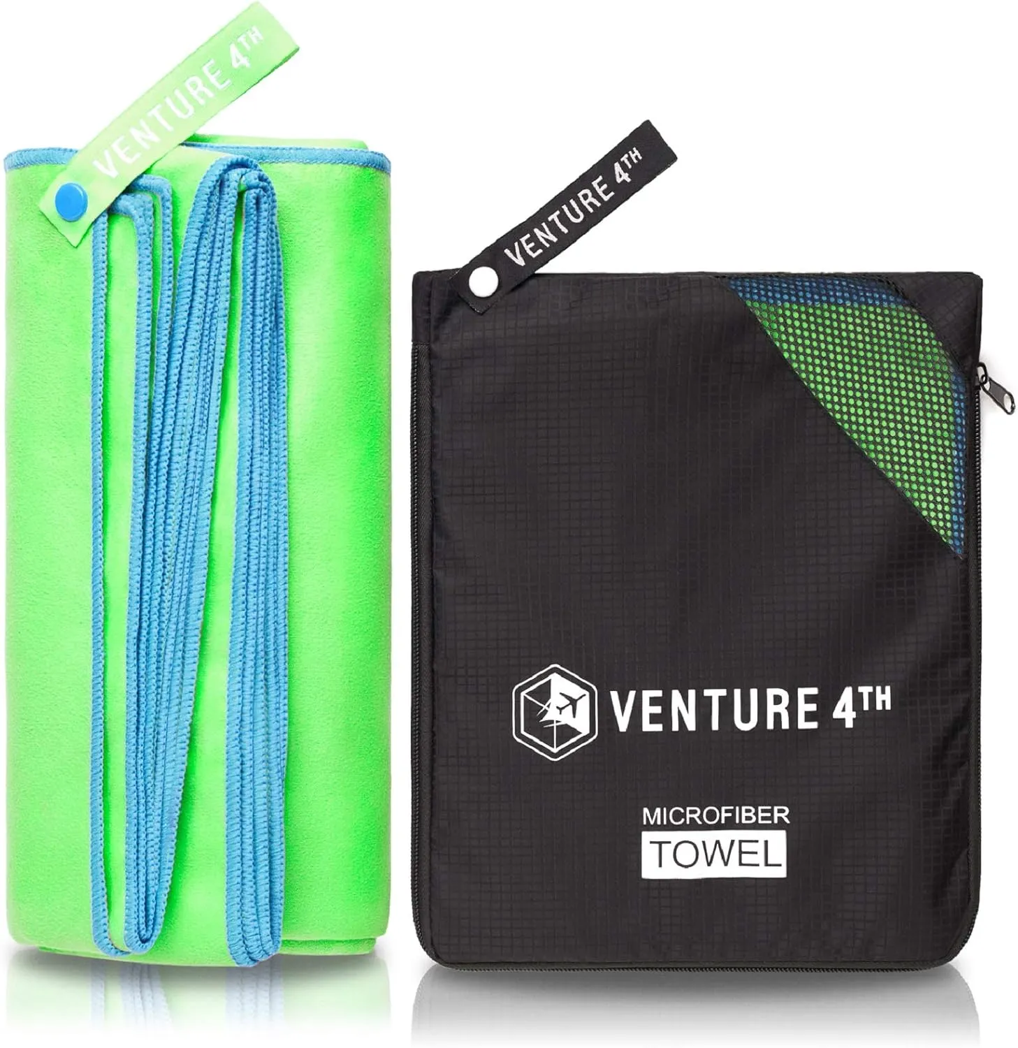 VENTURE 4TH Quick Dry Travel Towel - Fast Drying Ultra Soft Microfiber Towels - Essential for Camping, Backpacking, Yoga, Swimming, Gym, Sports and Beach - 3 Compact Sizes