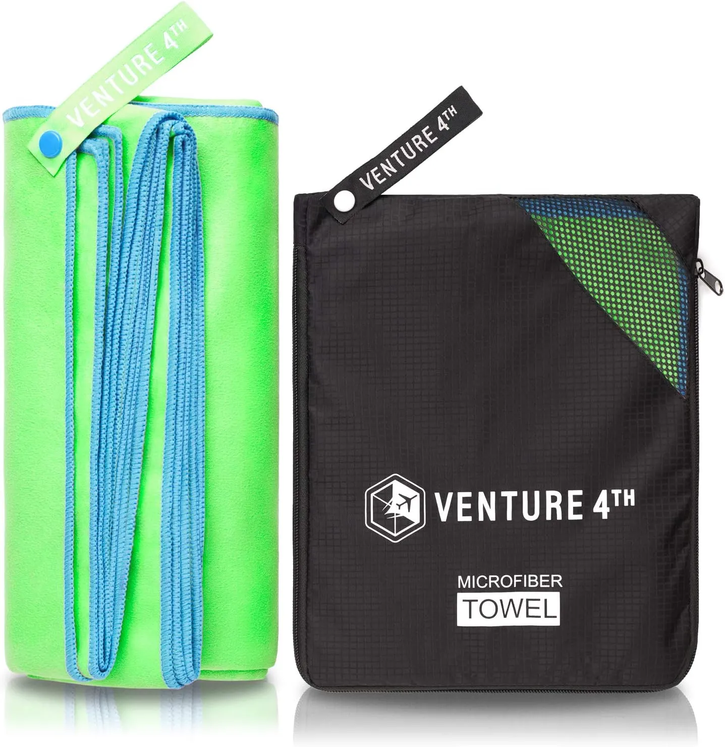 VENTURE 4TH Quick Dry Travel Towel - Fast Drying Ultra Soft Microfiber Towels - Essential for Camping, Backpacking, Yoga, Swimming, Gym, Sports and Beach - 3 Compact Sizes