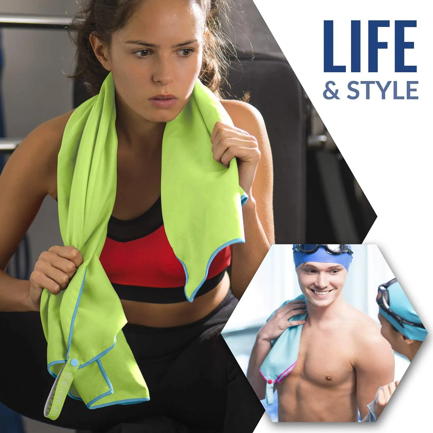 VENTURE 4TH Quick Dry Travel Towel - Fast Drying Ultra Soft Microfiber Towels - Essential for Camping, Backpacking, Yoga, Swimming, Gym, Sports and Beach - 3 Compact Sizes