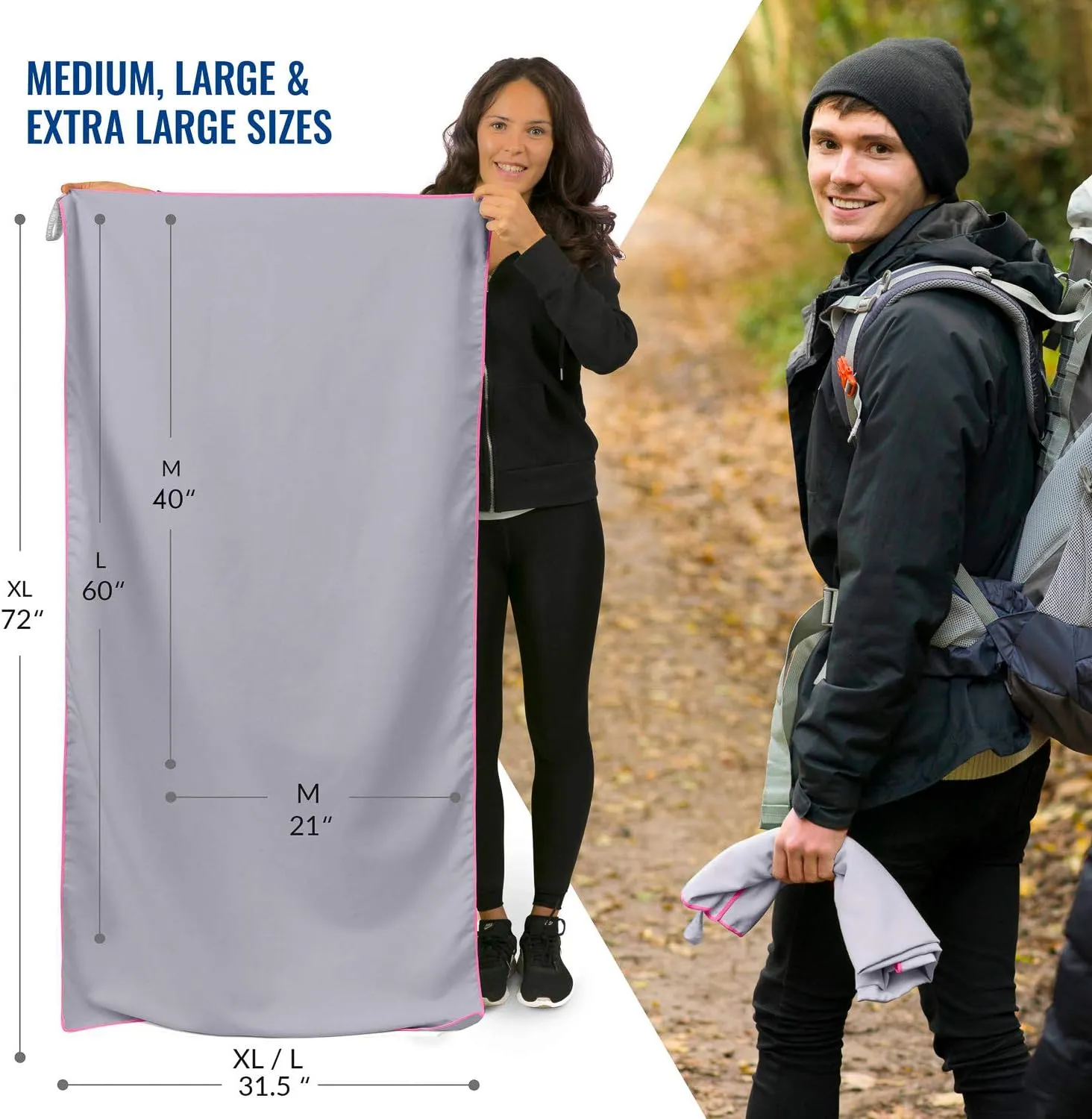VENTURE 4TH Quick Dry Travel Towel - Fast Drying Ultra Soft Microfiber Towels - Essential for Camping, Backpacking, Yoga, Swimming, Gym, Sports and Beach - 3 Compact Sizes