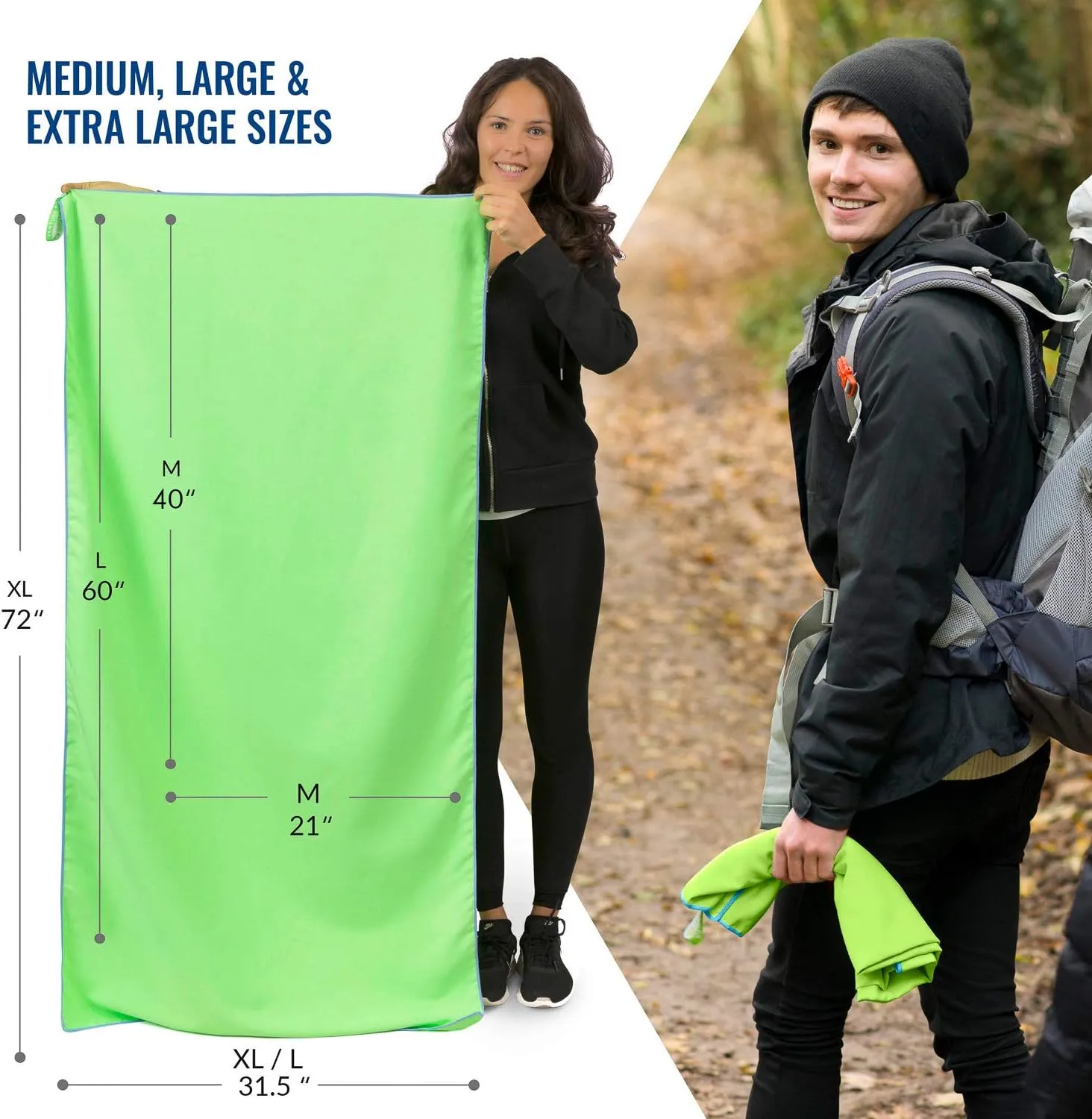 VENTURE 4TH Quick Dry Travel Towel - Fast Drying Ultra Soft Microfiber Towels - Essential for Camping, Backpacking, Yoga, Swimming, Gym, Sports and Beach - 3 Compact Sizes