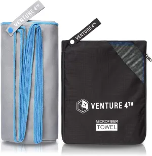 VENTURE 4TH Quick Dry Travel Towel - Fast Drying Ultra Soft Microfiber Towels - Essential for Camping, Backpacking, Yoga, Swimming, Gym, Sports and Beach - 3 Compact Sizes