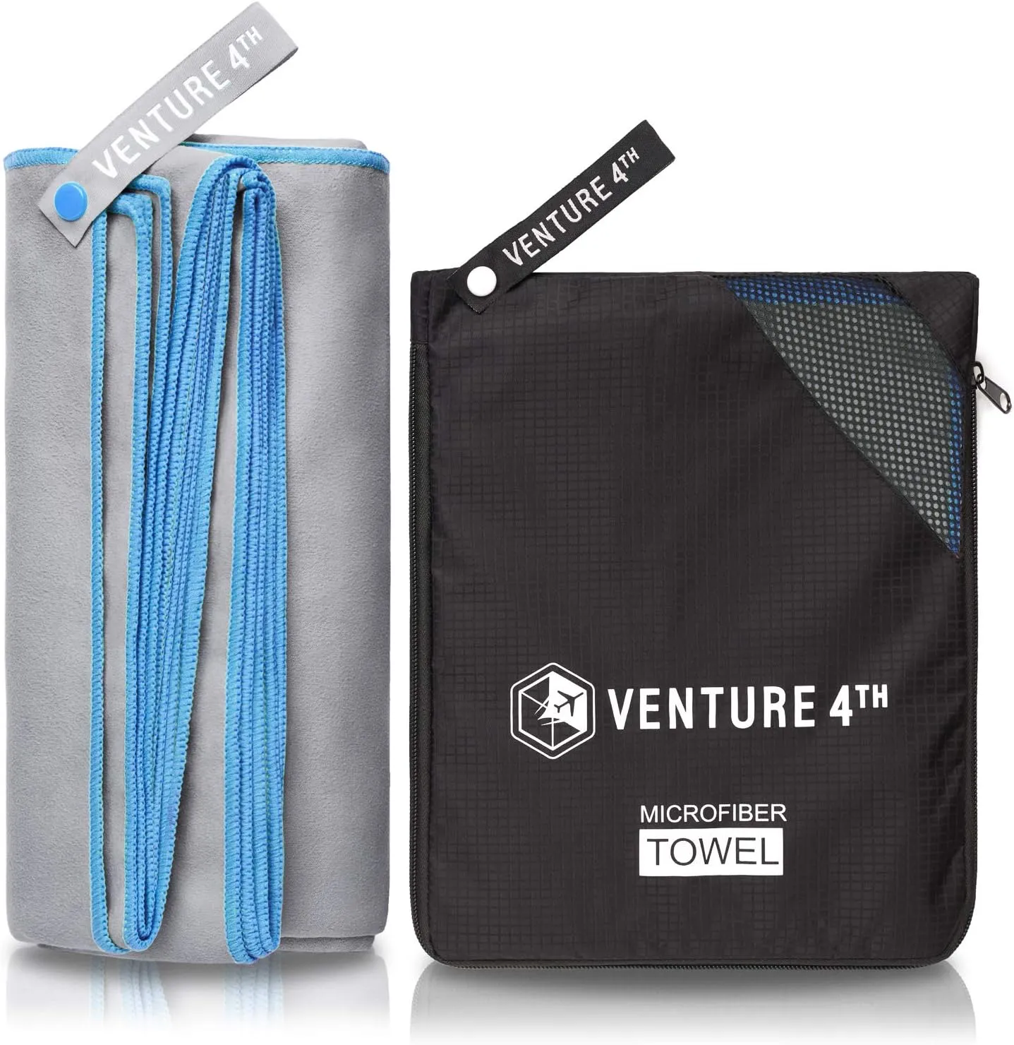 VENTURE 4TH Quick Dry Travel Towel - Fast Drying Ultra Soft Microfiber Towels - Essential for Camping, Backpacking, Yoga, Swimming, Gym, Sports and Beach - 3 Compact Sizes