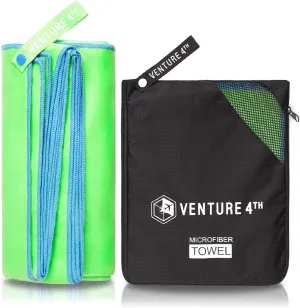 VENTURE 4TH Quick Dry Travel Towel - Fast Drying Ultra Soft Microfiber Towels - Essential for Camping, Backpacking, Yoga, Swimming, Gym, Sports and Beach - 3 Compact Sizes