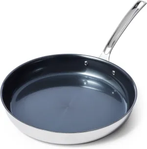 Viking 4-Ply Frying Pan, 12 Inch Laser Clad Titanium Performance Ti Kitchen Cookware, Blue/SIlver