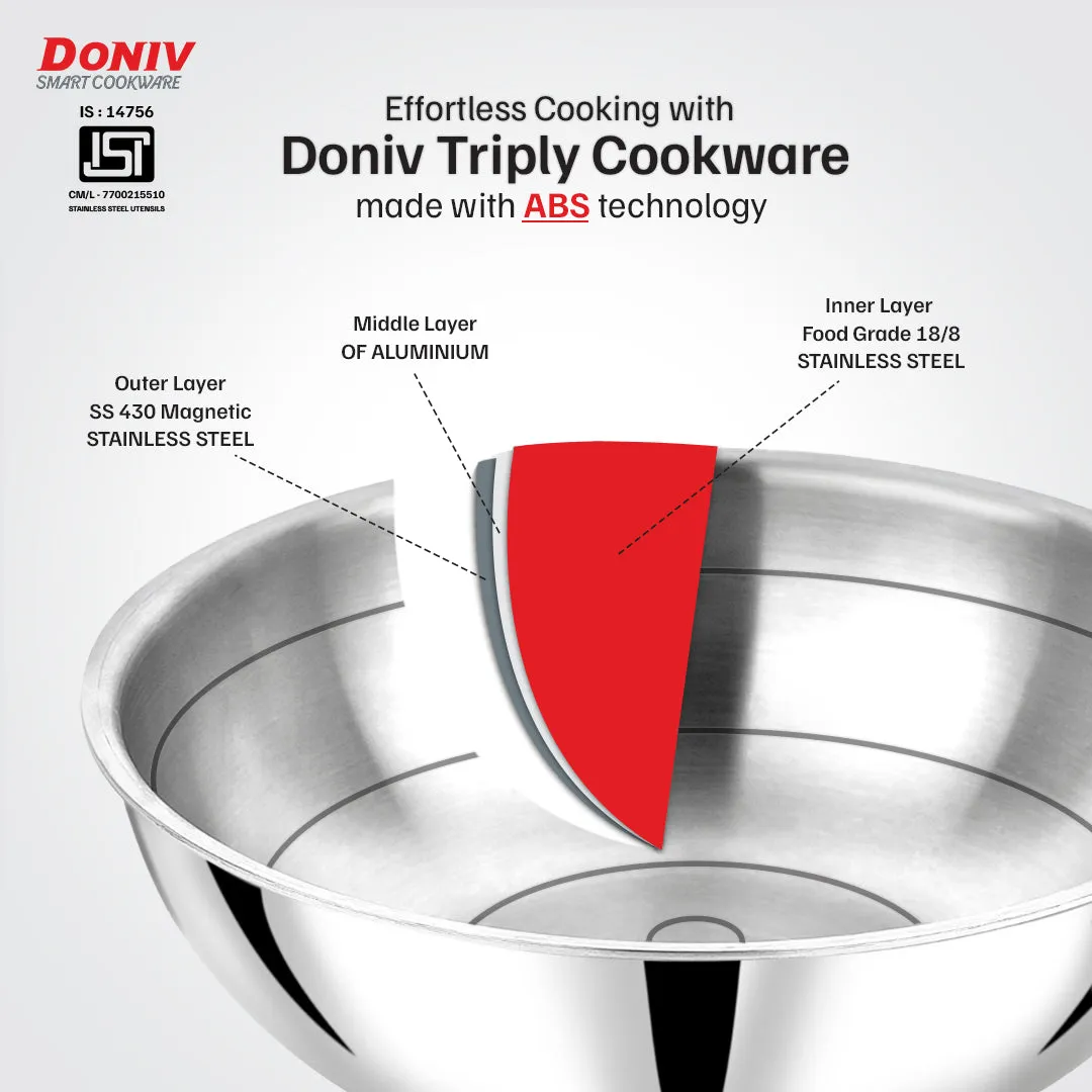 VINOD Doniv Titanium Triply Stainless Steel Tasla 20 cms, 1.65 Liter Capacity, Induction Friendly