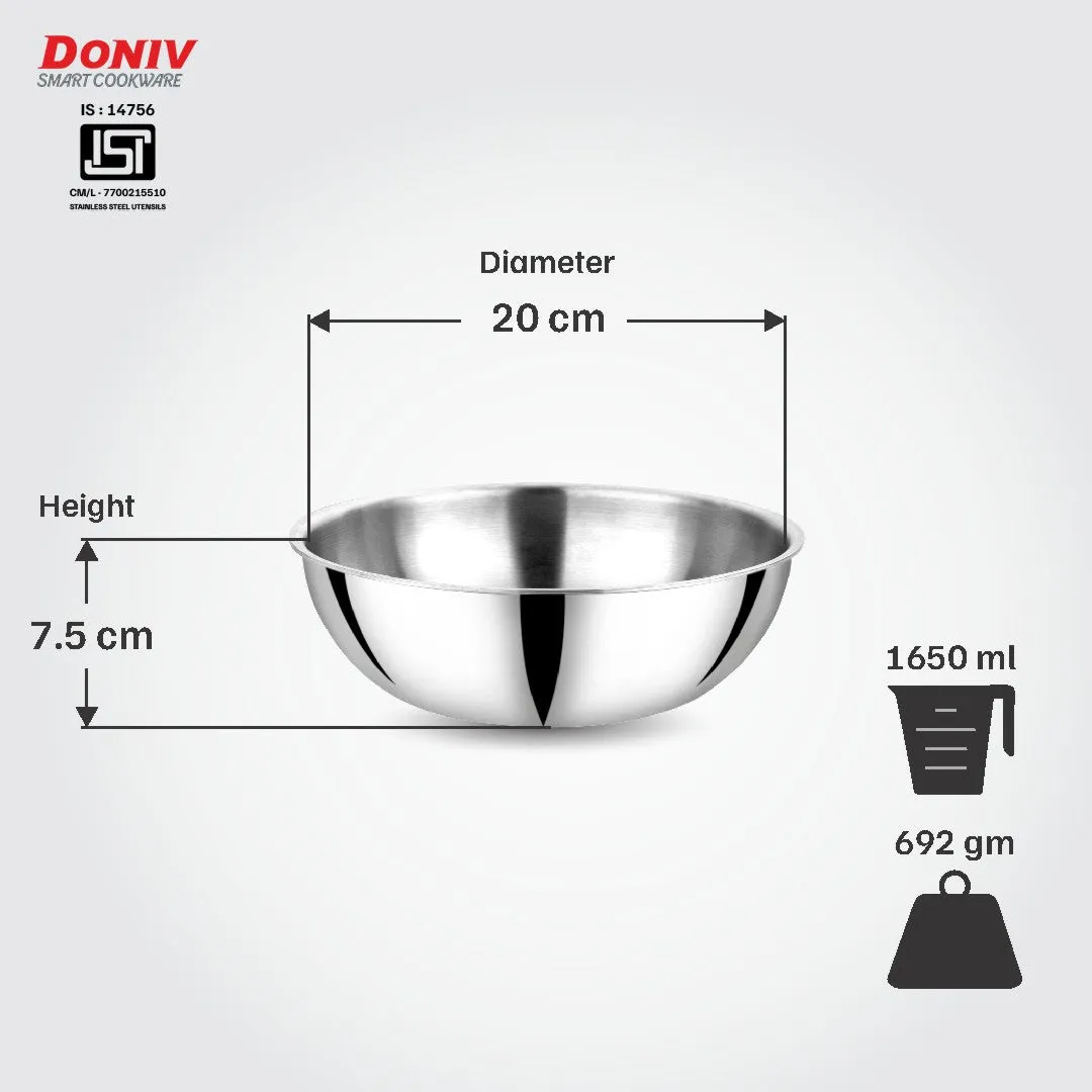 VINOD Doniv Titanium Triply Stainless Steel Tasla 20 cms, 1.65 Liter Capacity, Induction Friendly