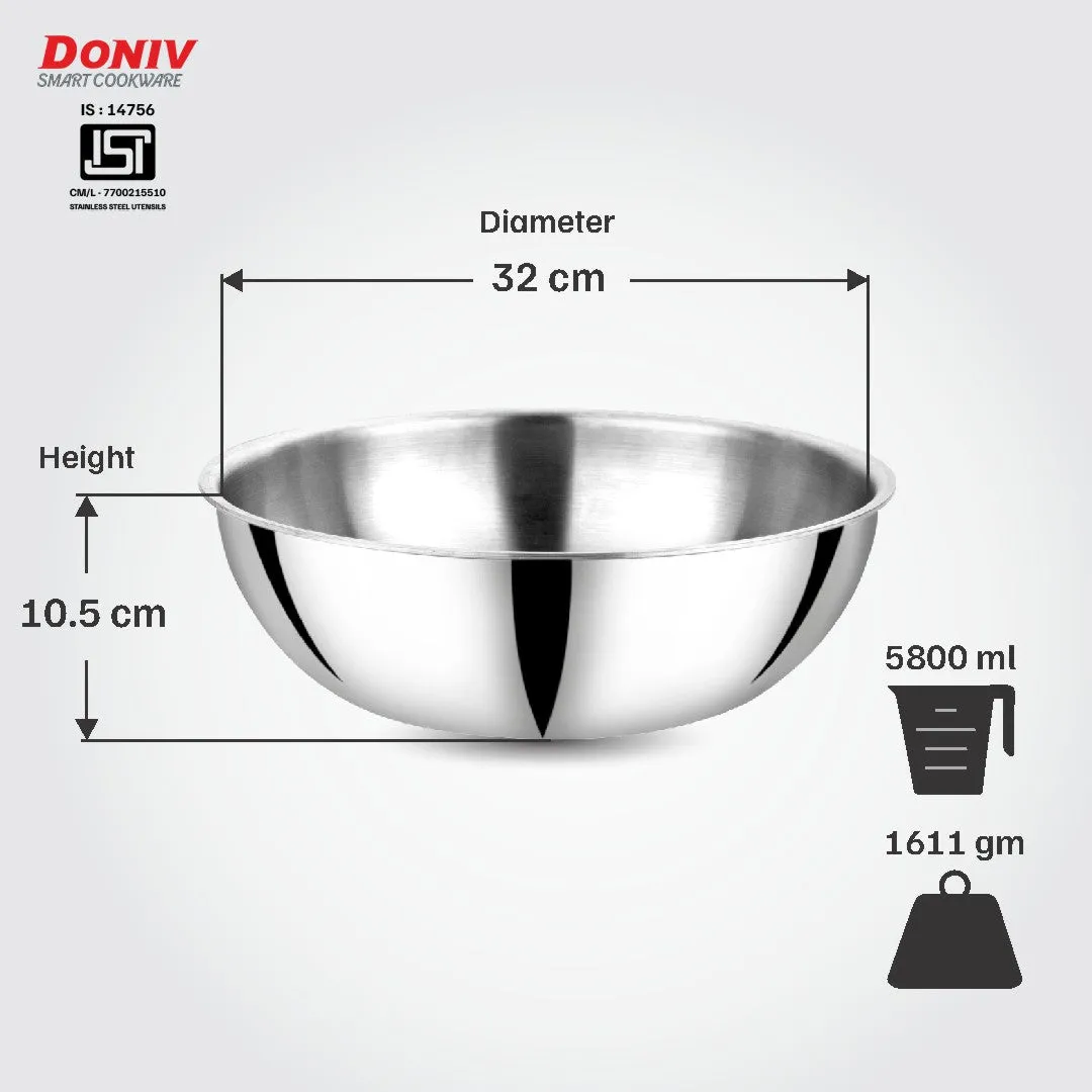 VINOD Doniv Titanium Triply Stainless Steel Tasla 32 cms, 5.80 Liter Capacity, Induction Friendly