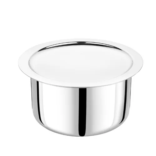 VINOD Doniv Titanium Triply Stainless Steel Tope with Cover 16 cms, 1800 ml Capacity, Induction Friendly