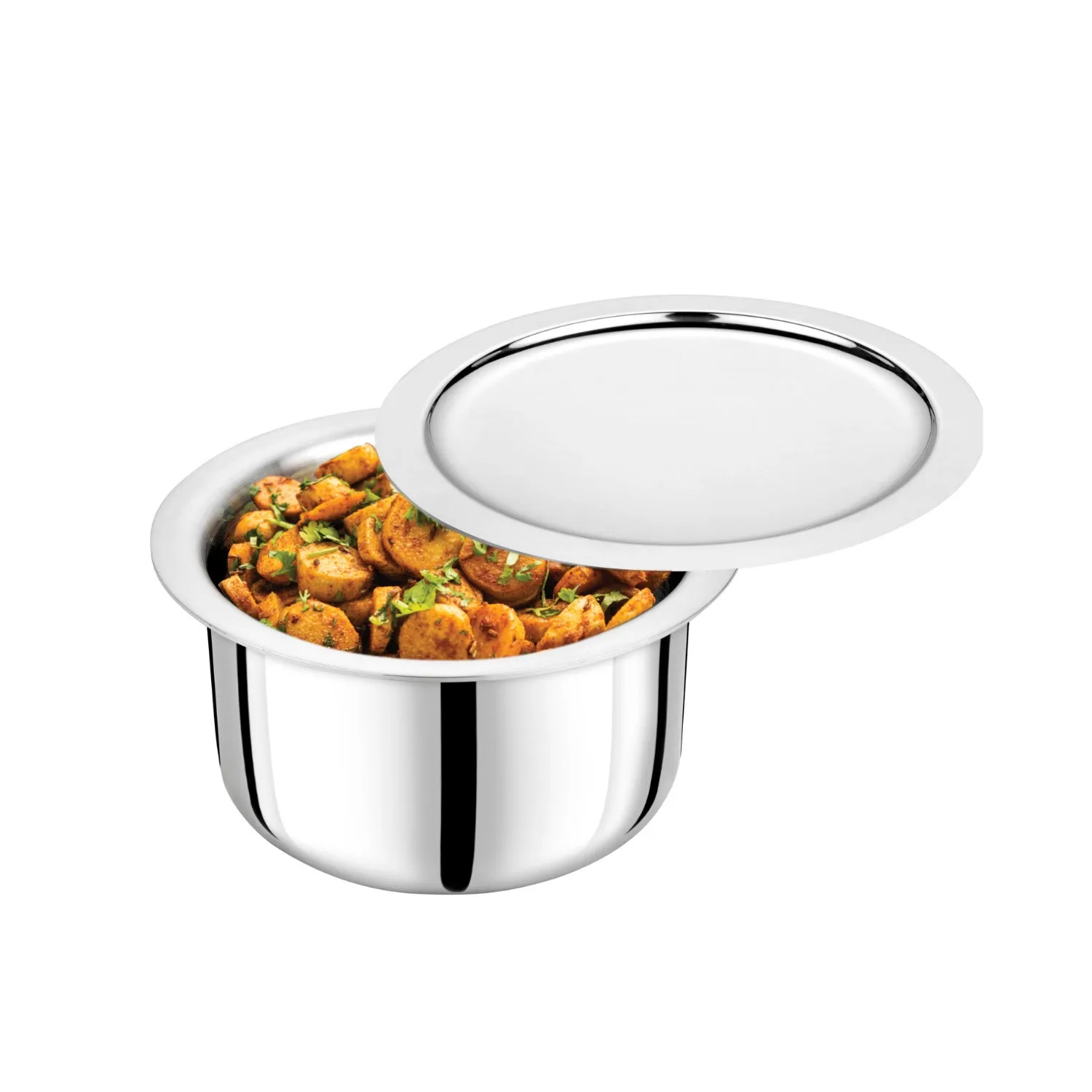 VINOD Doniv Titanium Triply Stainless Steel Tope with Cover 16 cms, 1800 ml Capacity, Induction Friendly