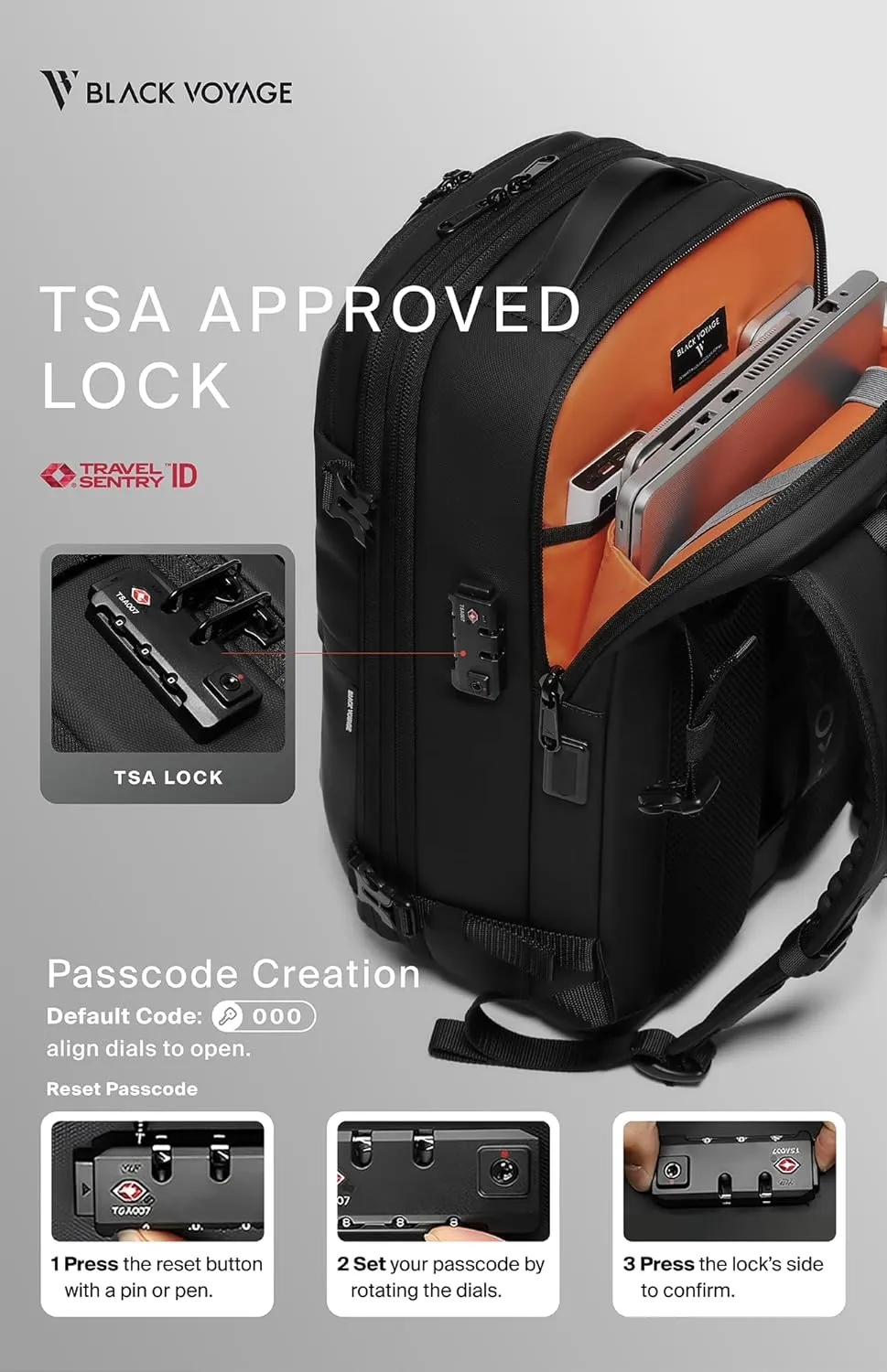 Vortex Vacuum Seal Travel Backpack 60L Exapandable Air Compression System Water Resistant TSA Lock Carry-On Suitcase Luggage Black Zephyr - No Vacuum Pump
