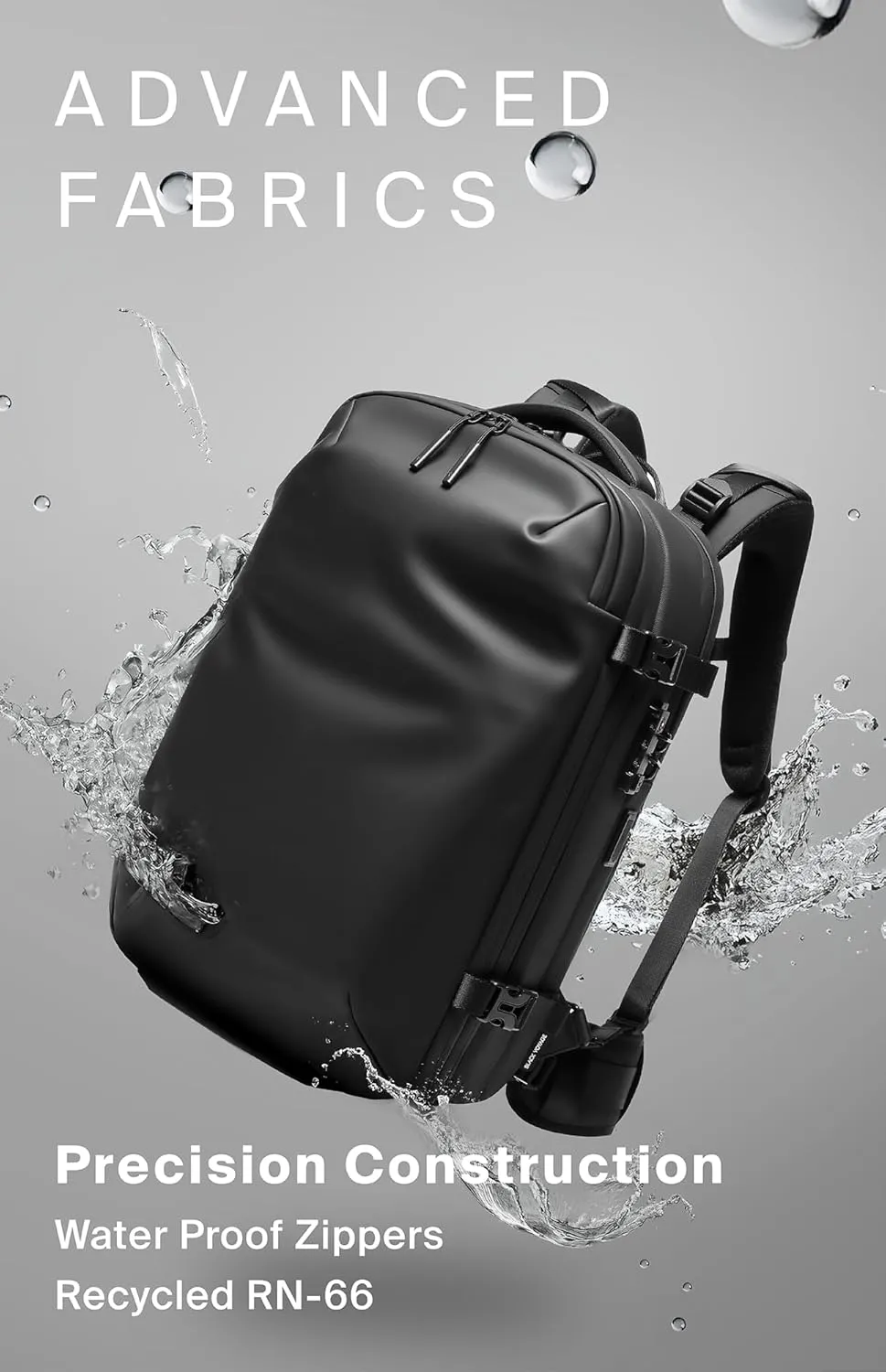 Vortex Vacuum Seal Travel Backpack 60L Exapandable Air Compression System Water Resistant TSA Lock Carry-On Suitcase Luggage Black Zephyr - No Vacuum Pump